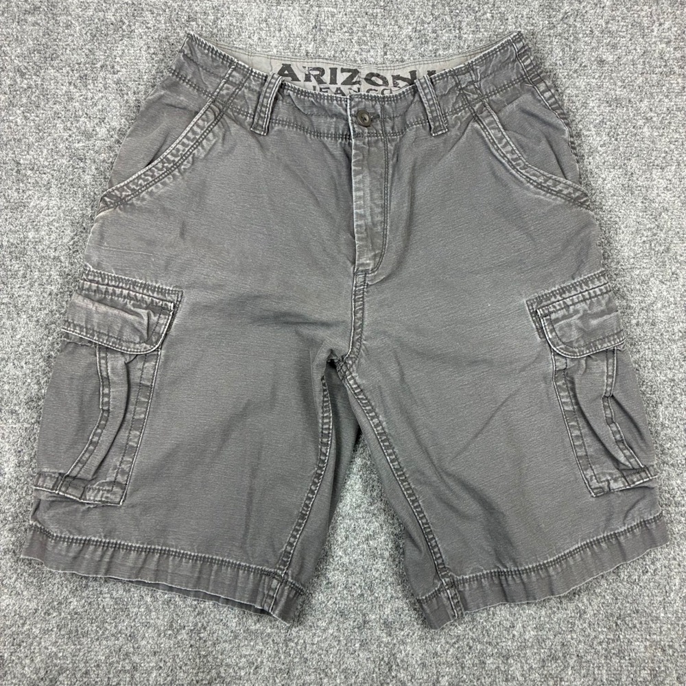 Arizona Jean Co Mens Gray Cotton Cargo Shorts Size W32 Utility Casual Pockets